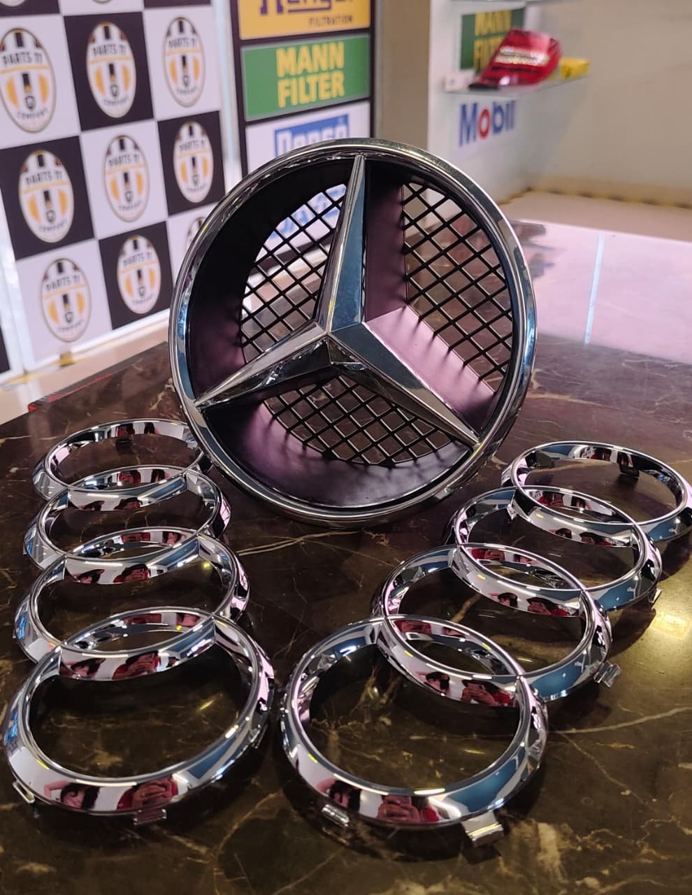Mercedes-Benz Air Vent Assembly & Audi Grille Ring Logo Badge Kit