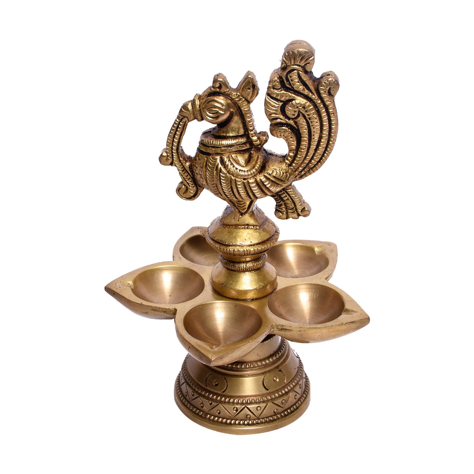 Brass Peacock Diya Stand –