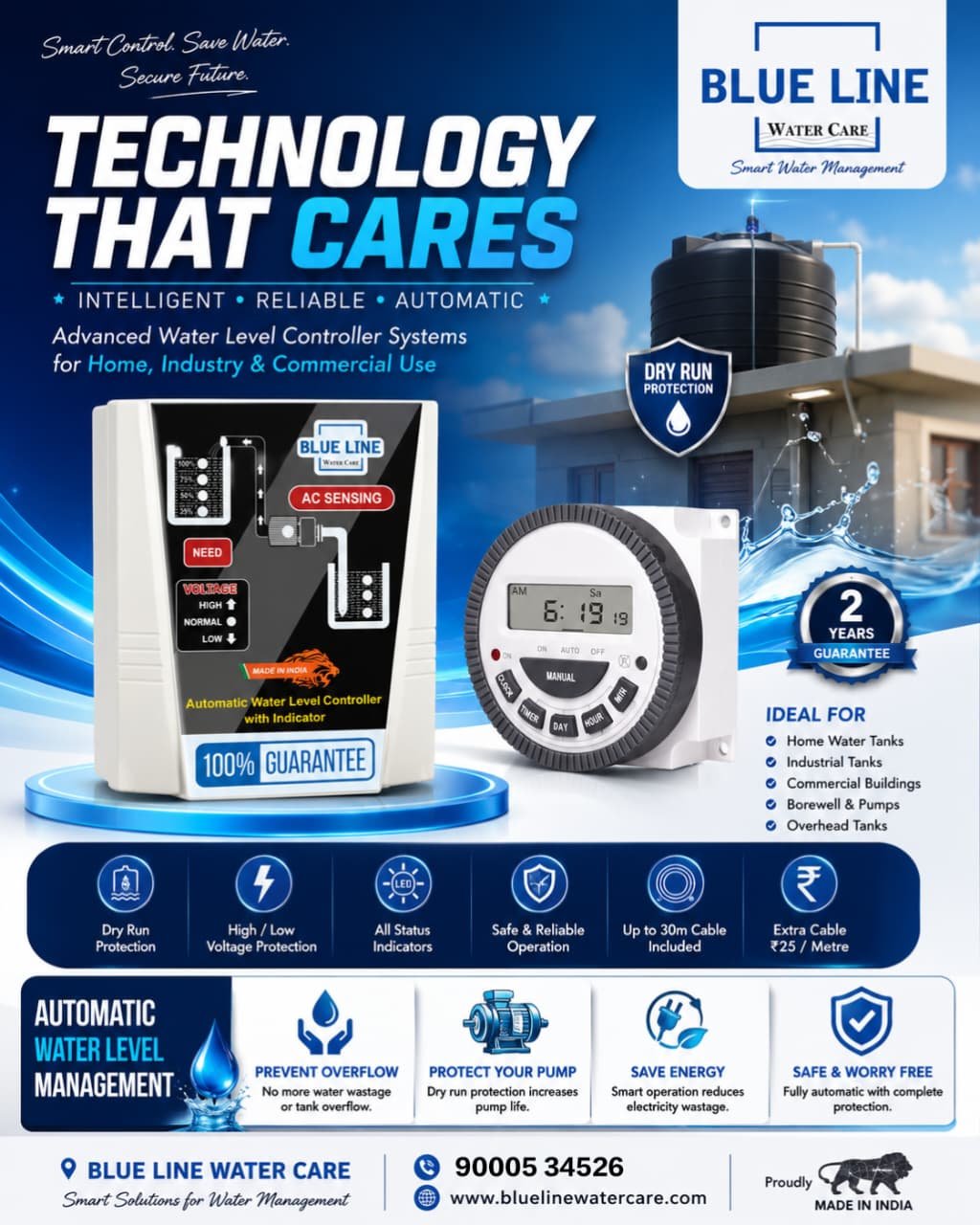 Municipal /motor water automatic water level controller systems