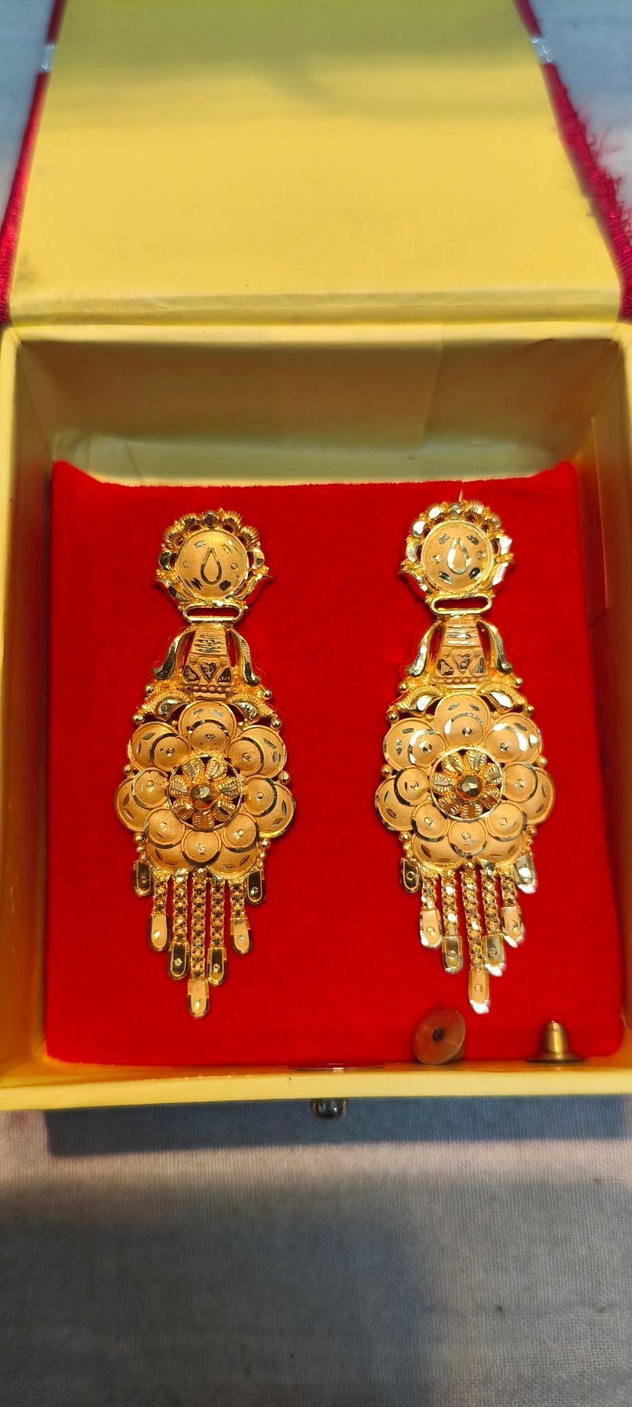 Traditional Gold Floral Drop Earrings Sale –